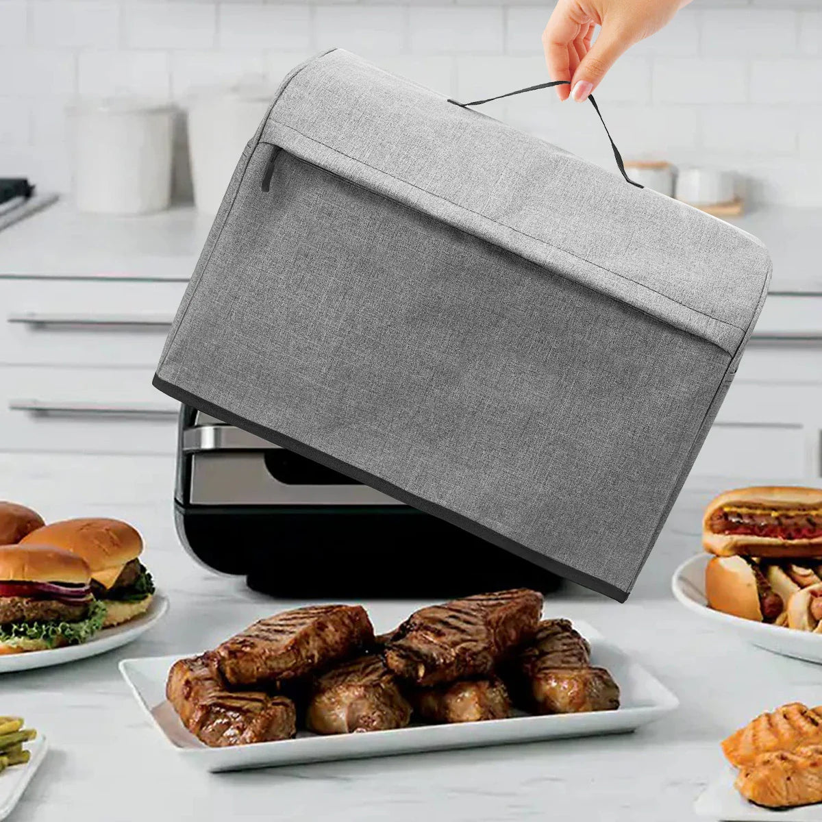 Durable Air Fryer Dust Cover Compatible with AG301, AG302, AG400 - Waterproof with Storage Pockets and Handle