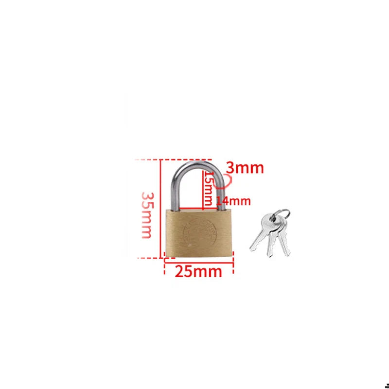 Copper Padlock Small Locks – Luggage, Case, Locker Security with 3 Keys (20mm-50mm) for Home & Hardware Use