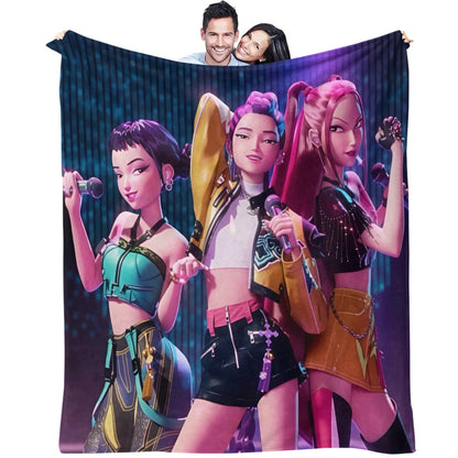 K-Pop Demon Hunters Flannel Blanket – 31 Styles Anime Throw for Home, Travel & Camping Fan Gift