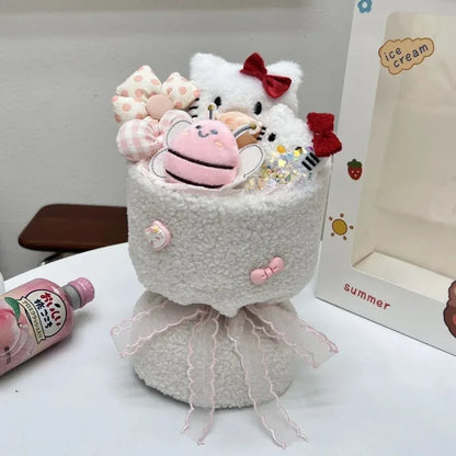 Sanrio Hello Kitty Plush Bouquet – Cute Cartoon Flowers with Cinnamoroll, Kuromi & My Melody Toys for Girls & Holiday Gifts