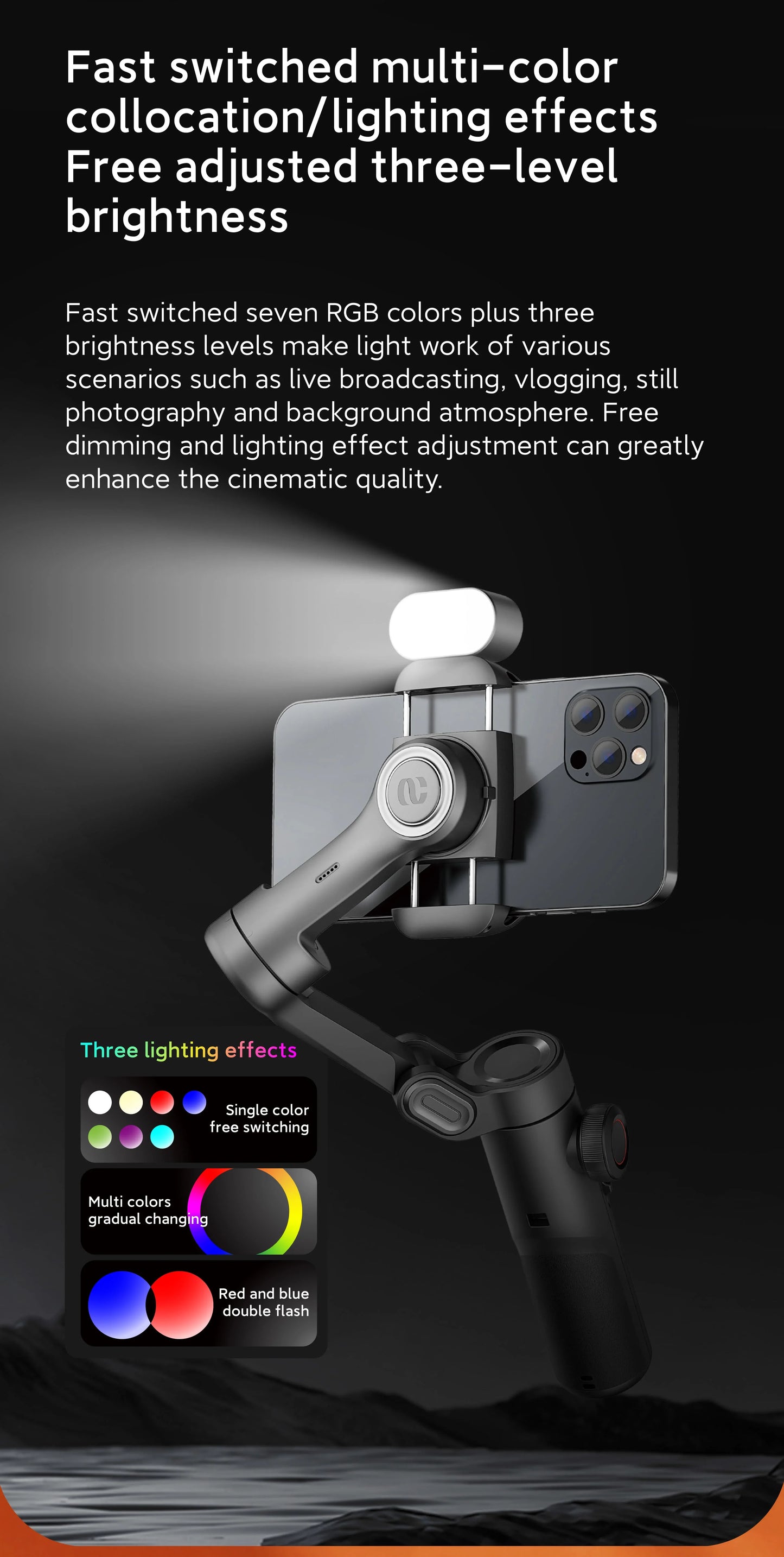 AOCHUAN RGB Magnetic LED Fill Light – Adjustable Brightness & Colors for Phone, Selfie, Live, & Video Photography