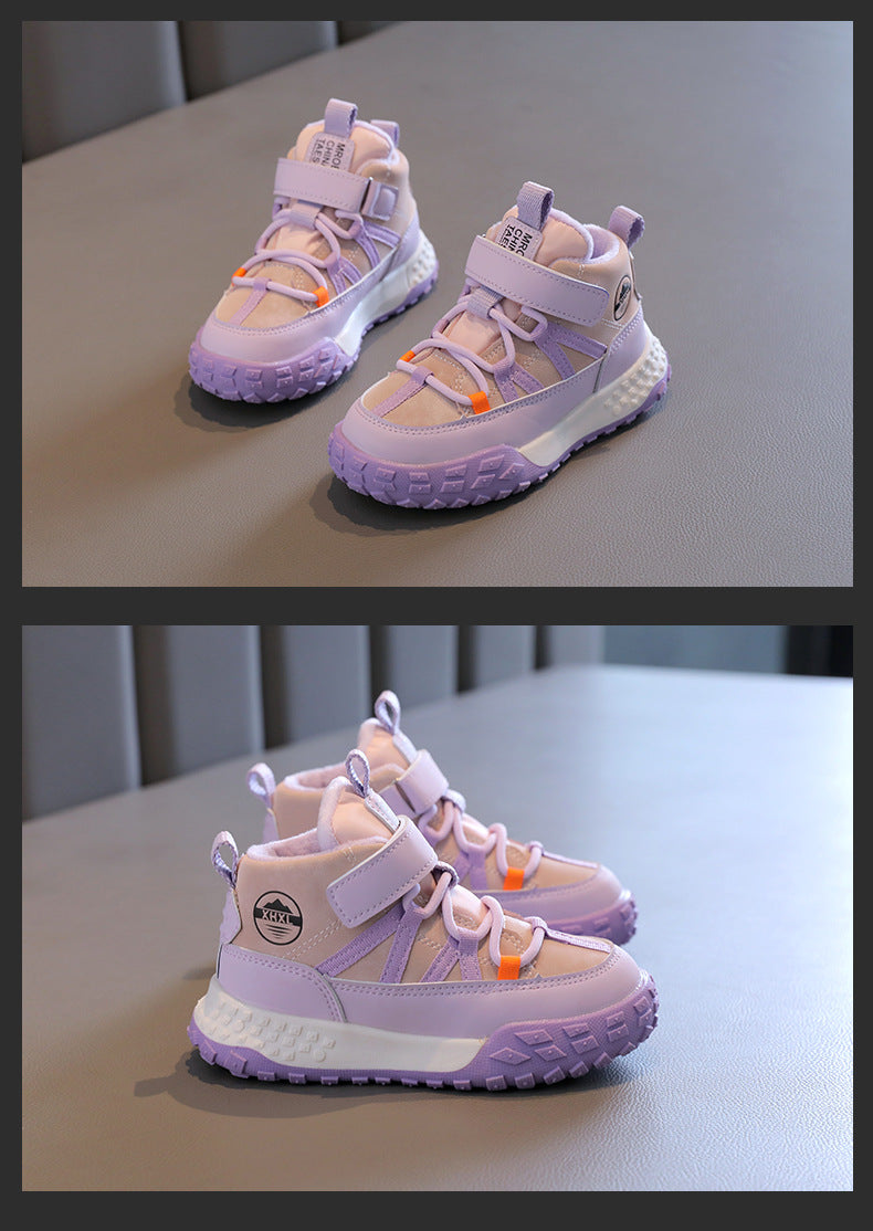 Children’s Autumn Winter Sneakers – Plush Cashmere Lined Sport Shoes for Boys & Girls, Warm Casual Running Flats for Teens