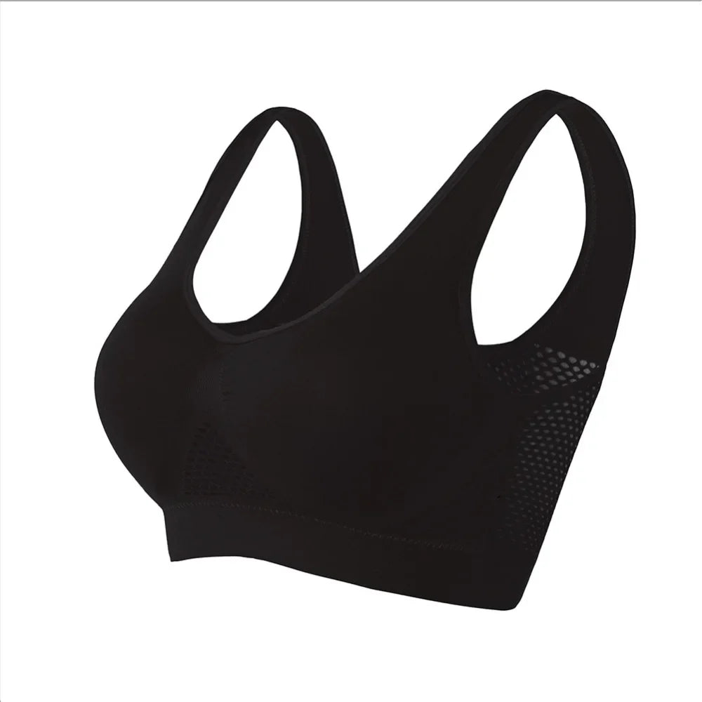 Seamless Mesh Sports Bra for Women – Wireless Shockproof Gym & Yoga Bra, Breathable Plus Size 6XL Running Crop Top