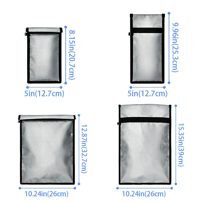 Fireproof & Waterproof Faraday Bag – Anti-Hacking Signal Blocking Pouch for Phones, Key Fobs, Notebooks & Computers