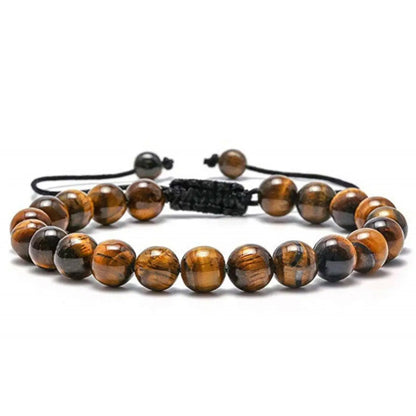 Handmade 8mm Tiger Eye & Lava Rock Bracelet – Natural Stone Protection Jewelry for Men’s Gift