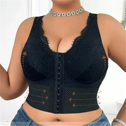 Tummy Control Shapewear Bra Vest – Breathable Hollow Design with Front Buttons, Lifting & Slimming Support Underwear for Women