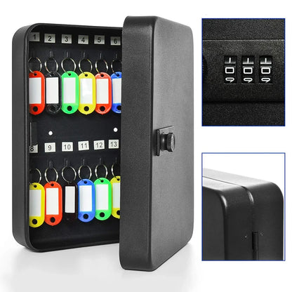 Combination Key Cabinet – Wall-Mounted 20 Key Organizer with Key/Code Lock for Secure Key Storage
