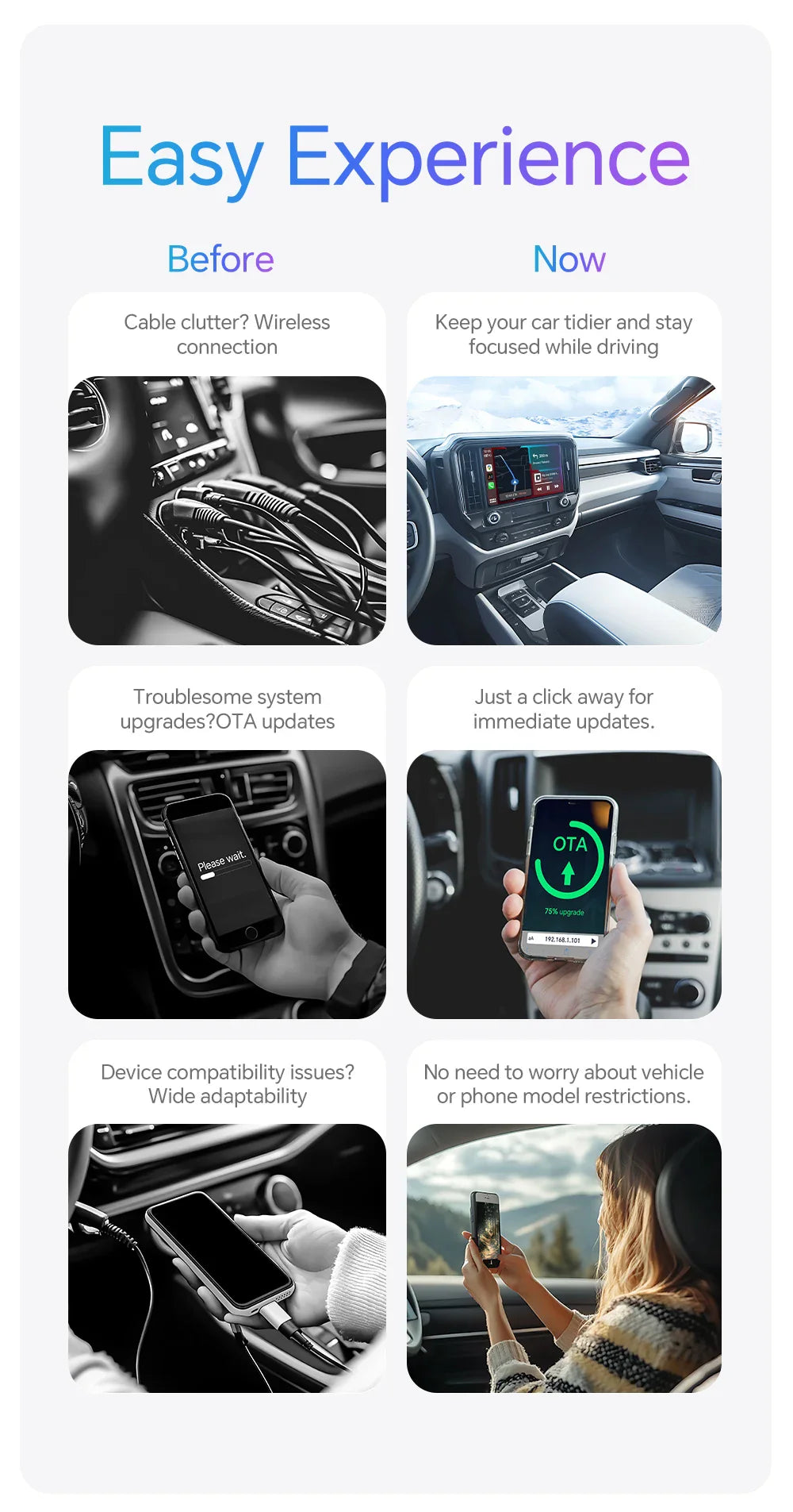 2025 2 in 1 Wireless CarPlay & Android Auto Adapter – Plug & Play USB for Mazda, Haval, Kia, Volvo, Audi, VW