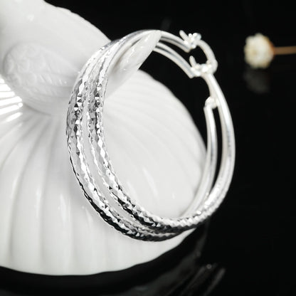 Charms 925 Sterling Silver 5CM Circle Hoop Earrings for Women - Fashionable Wedding Party Jewelry, Holiday Gifts