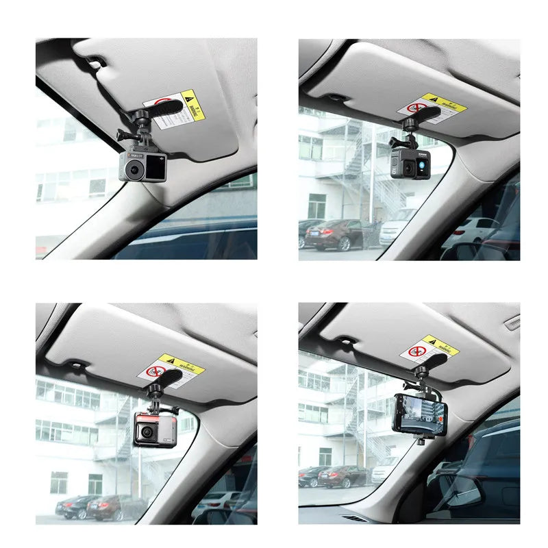 Car Camera Mount Sun Visor Clip – Holder for GoPro Hero 9-13, DJI Osmo Action 3-5 & Insta360 X3/X4 Accessories