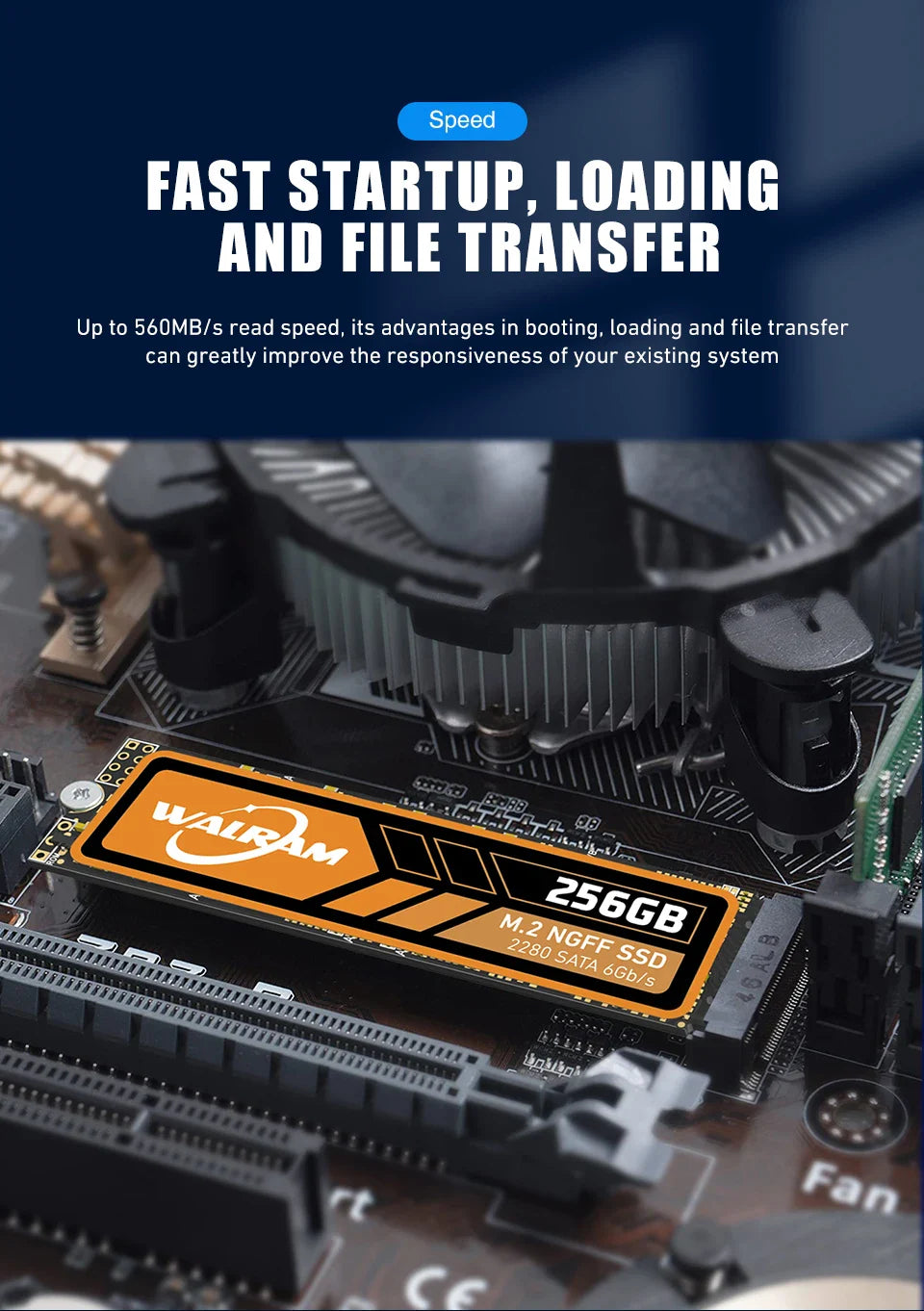 WALRAM M.2 NGFF SATA SSD — 128GB-1TB 2280 Internal Solid State Drive for PC, Desktop & Laptop