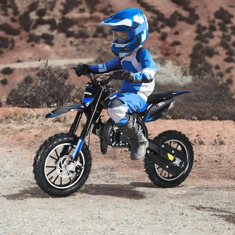Mini 49CC Gas-Powered Kid Dirt Bike – 2-Stroke Motorcycle with Off-Road Tires, Front & Rear Disc Brakes, 25 MPH, Max Load 330 lbs
