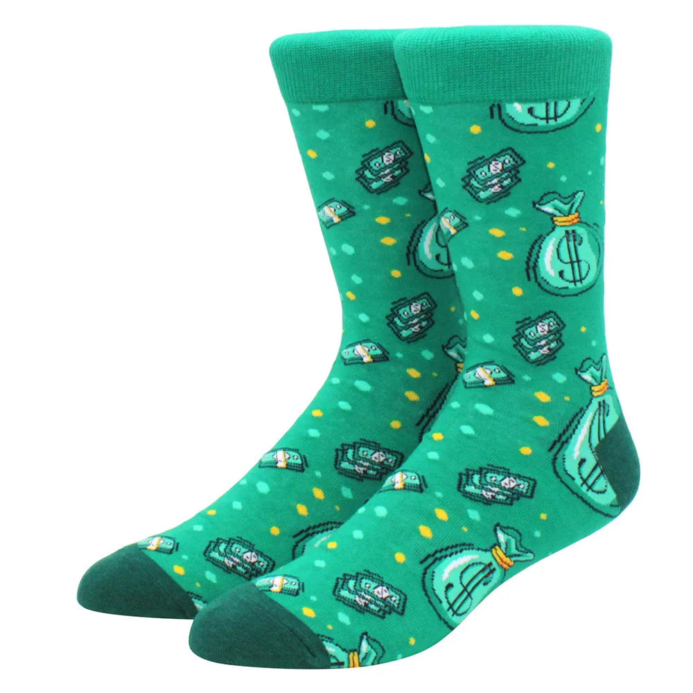 Men’s & Women’s Funny Beer Rainbow Socks – Skateboard Striped Pig Hip Hop Colorful Mid-Rise Casual Crew Cotton Socks, Unisex Fashion Novelty Socks