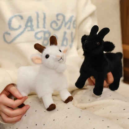 30/40cm Ranch Animal Plush Toy — Soft Lifelike Black & White Goat Simulation Doll, Cute Mountain Animal for Kids, Halloween Gift