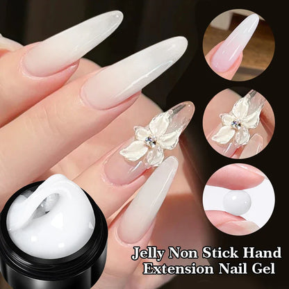 BORN PRETTY 15ml Clear Non-Stick Hand Extension Gel - 3D Shaping Nail Art, Milky Jelly Hard Gel for Fake Nails