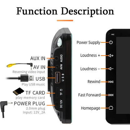 Hippcron 7-Inch Portable Car Radio Multimedia Player – Wireless CarPlay & Android Auto Universal Touchscreen