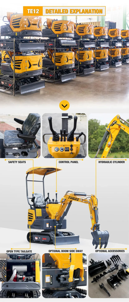 1 Ton Mini Excavator — Kubota Engine, EURO 5 Agricultural Digger, Customizable Compact Excavator for Sale