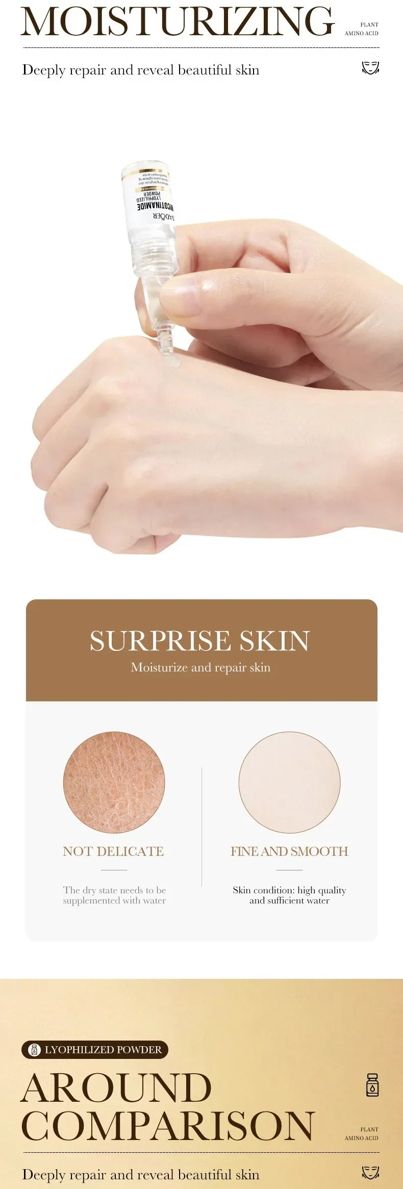 Niacinamide Face Serum Powder Set – Whitening, Hydrating, Anti-Aging, Anti-Wrinkle Skin Care with Pore-Reducing Effect