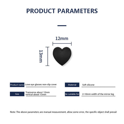 2 Pairs Heart Silicone Ear Hooks – Anti-Slip Eyeglasses Grip, Retainer Fastener Accessories