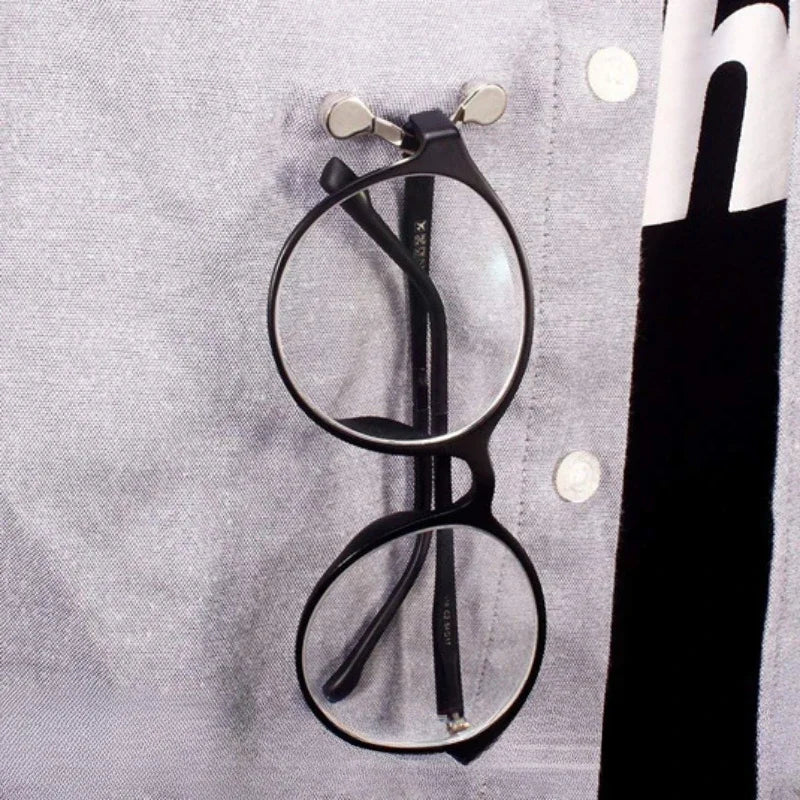 Multi-Function Portable Magnetic Eyeglass Clip Holder – Zinc Alloy Brooch Pin for Glasses, Headset, and Metal Buckle