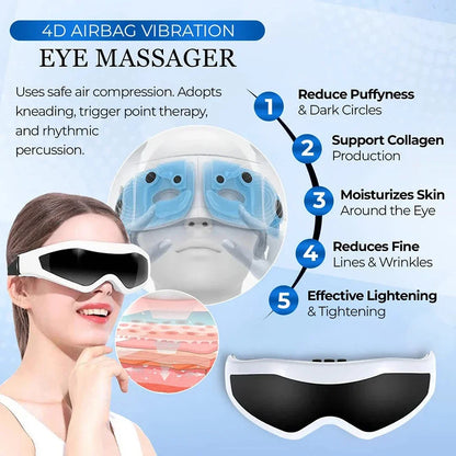 Electric Wireless Eye Massager Mask – Migraine Relief, Vision Improvement & Forehead Vibration Eye Care Glasses
