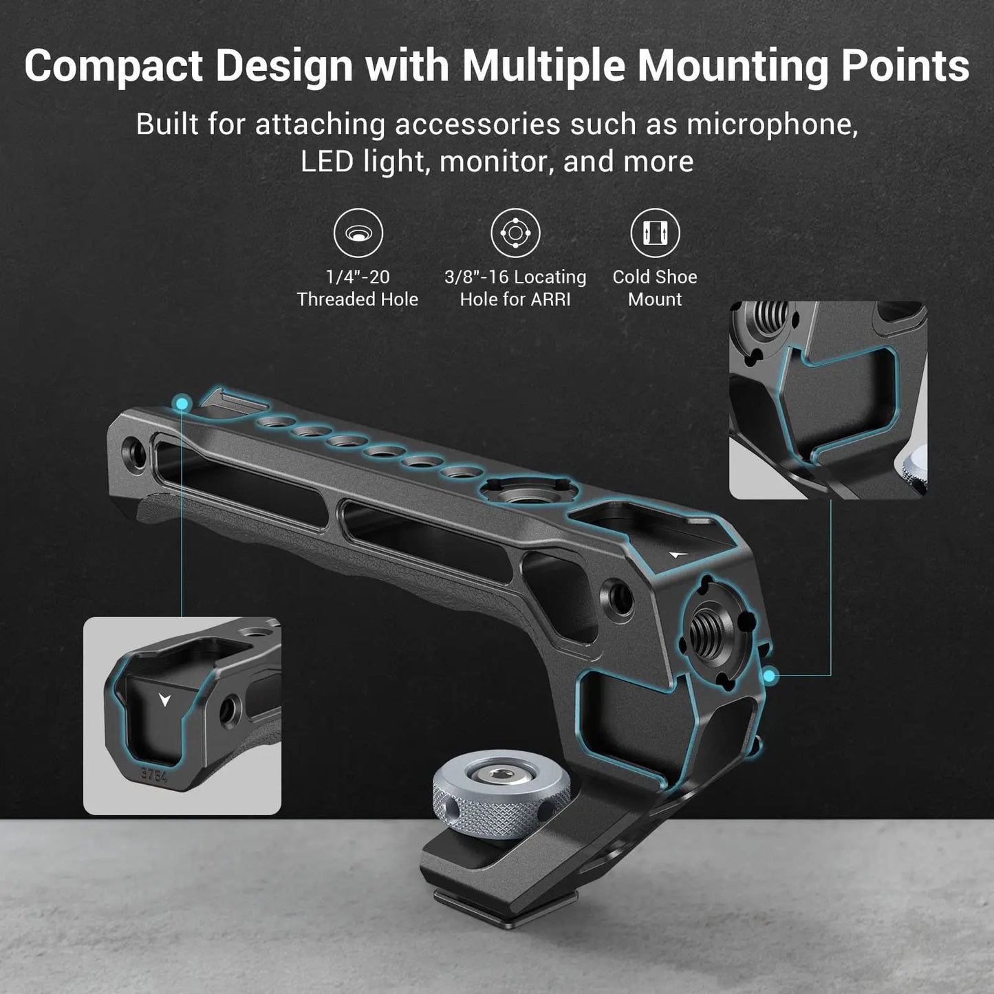 SmallRig NATO Top Handle Lite with Cold Shoe: Portable Camera Handle for Sony, Canon, Nikon - Compatible with Camera Cage 3766