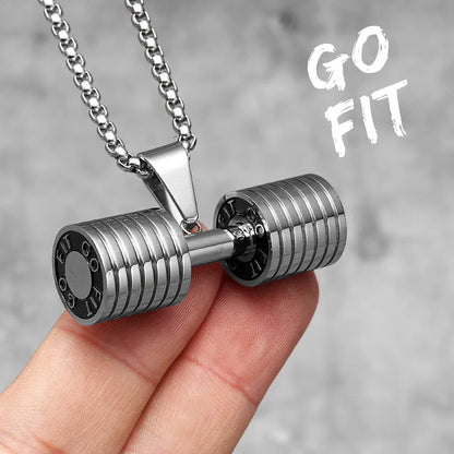 Messi, Ronaldo, Mbappé Football Jersey Necklace – Stainless Steel Dumbbell Pendant Chain for Men, Punk Gym Style