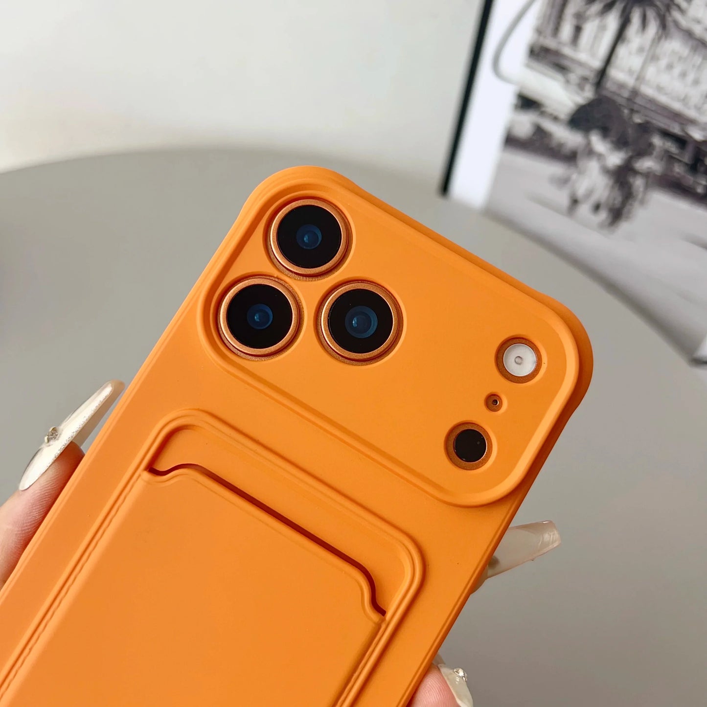Push Card Wallet Phone Case with Card Slot Holder, Soft TPU Credit Card Cover for iPhone 17, 16, 15, 14, 13, 12, 11 Pro Max, Air, Plus & Mini
