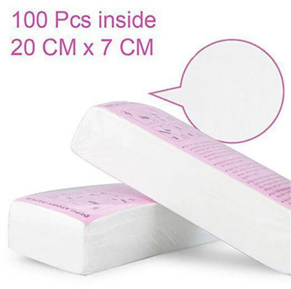 200/100PCS Nonwoven Wax Strips – High-Quality Hair Removal Paper for Body, Legs & Arms, Epilator Wax Paper Roll