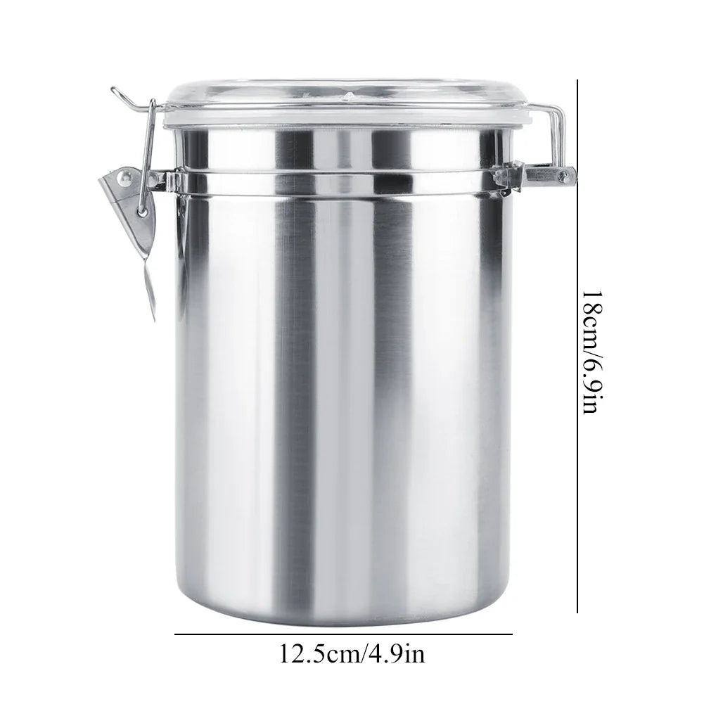 Stainless Steel Vacuum-Sealed Coffee Container – Beans Storage Jar for Home & Kitchen, 800-1800ml Options