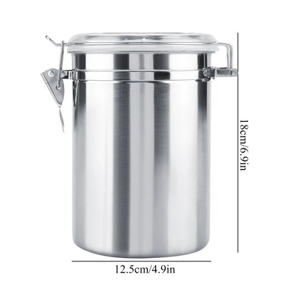 Stainless Steel Vacuum-Sealed Coffee Container – Beans Storage Jar for Home & Kitchen, 800-1800ml Options