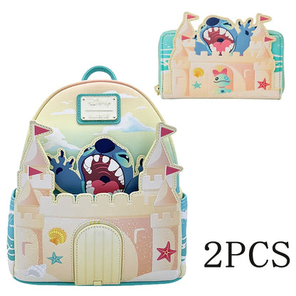 Stitch Luau Cosplay Double Strap Shoulder Bag – Women’s Beach Backpack & Wallet Purse