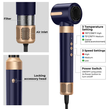 UKLISS 7-in-1 Hair Dryer Brush & Air Styler Set – Curling Iron, Round Brush & Straightener All-in-One Styling Tool for Women