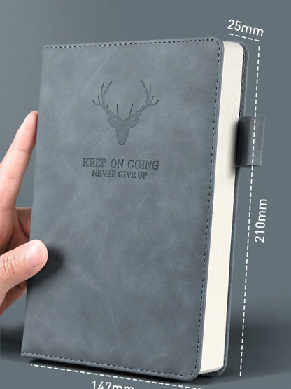 A5 Thickened Deer Head Notebook – Business PU Soft Leather Notepad with Horizontal Lines, School & Office Stationery Supplies