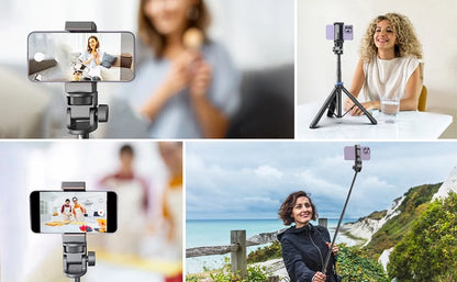 Selfie Stick Tripod for iPhone 15-12, Pro Max, Samsung & GoPro – Lightweight with Wireless Bluetooth Remote & Tripod Stand