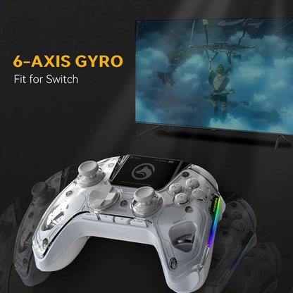 Interactive Wireless Gaming Controller with RGB Light & Hall Effect Stick – Switch/PC/iOS/Android, 1800mAh with Charging Dock