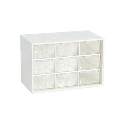 Nine Palace Grid Small Drawer Jewelry Storage Box – Transparent Desktop Organizer for Stationery and Small Items in Student Dorms