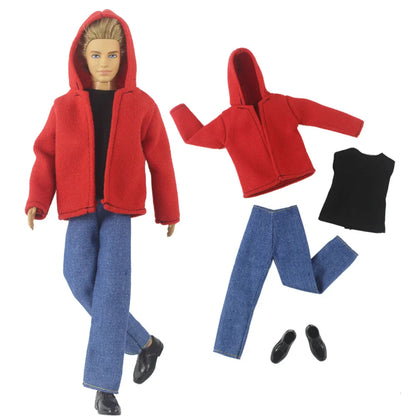 1 Set Woolen Overcoat Outfit for 12-inch Ken Doll – Multiple Styles Doll Clothes