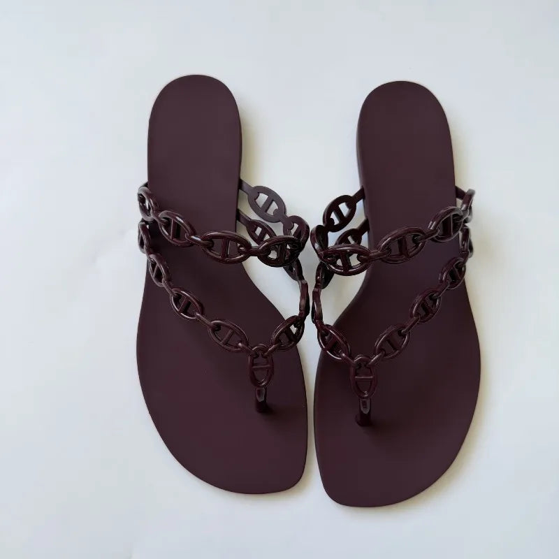 Women’s Summer Round-Toe Flip Flops - Comfortable Casual Vacation Sandals