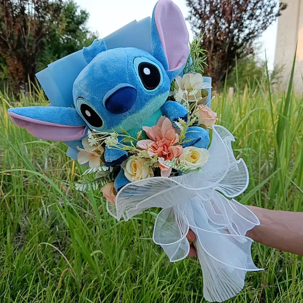 Lilo & Stitch Bouquet PVC Anime Stuffed Doll – Rose & Sunflower Gift for Birthday, Valentine’s & Christmas Day
