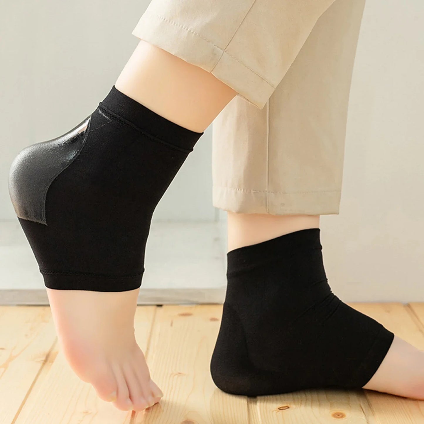 Silicone Heel Protector Socks - Gel Heel Pads for Plantar Support, Cracked Skin Care & Foot Comfort