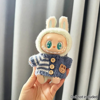 Labubu Doll Clothes Outfit (15-17cm) – Sitting Party Bear Accessories with Scarf, Hat & Bag