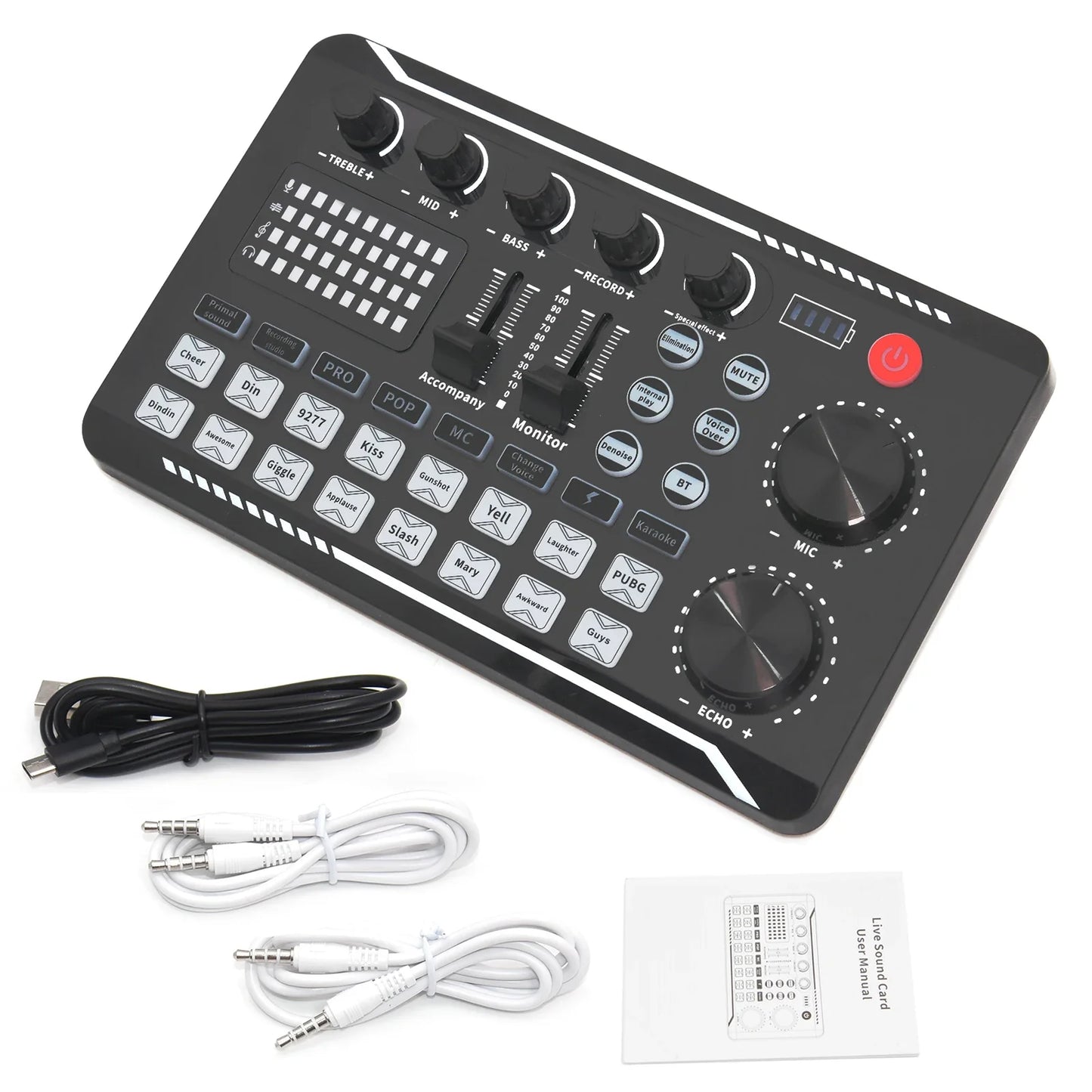 Live Sound Card Audio Interface with DJ Mixer Effects & Voice Changer – Bluetooth Mixer for Live Streaming & Singing