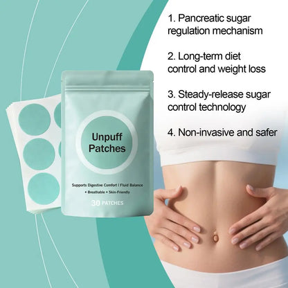 30 Patch Unpuff Digestive Support Patches – Appetite Control & Fluid Balance Breathable Wellness Patches