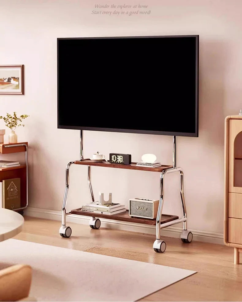 Rolling TV Stand on Wheels – Mobile Cart for 32–75in LCD & LED Flat/Curved TVs, Holds 110lbs, VESA 600x400mm