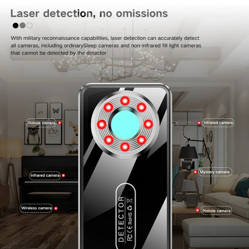 Military Grade Hidden Camera & Bug Detector – Wireless Signal, GPS & Infrared Spy Scanner Anti-Spy Security Device
