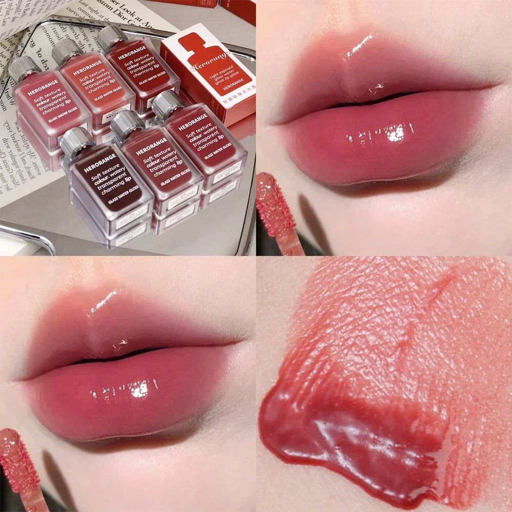 6-Color Water Mirror Gloss Lip Glaze – Long-Lasting, Hydrating, Moisturizing Liquid Lipstick