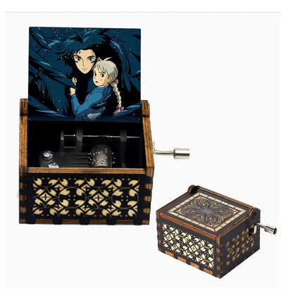 Howl's Castle Music Box - Anime Themed Hand Cranked Wooden Merry-Go-Round Life Song - Perfect Birthday & New Year Gift