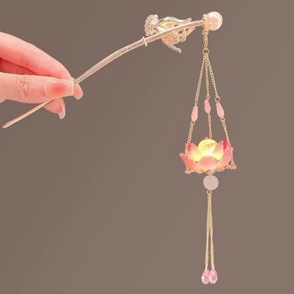 Luminous Antique Lantern Hairpin - Palace Tassel Hair Stick Jewelry for Women, Hanfu, Weddings and Parties