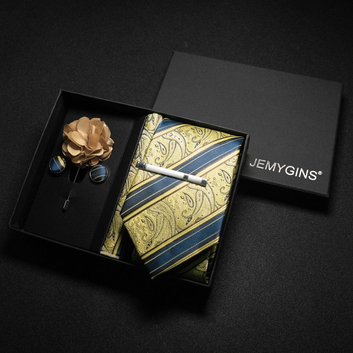 Wine Red Paisley Silk Tie Set for Men - Luxury Wedding Neck Tie with Pocket Square & Cufflinks Gift Box Accessories
